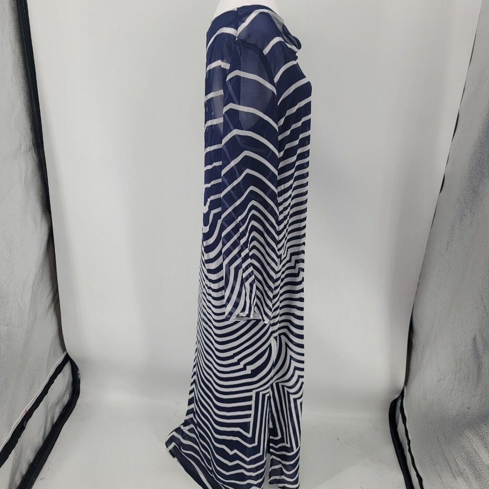 Soft Surroundings Deco Nautical Maxi Dress Blue White Stripe Size Medium NEW - Picture 5 of 10